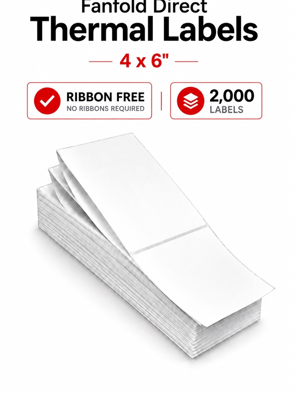 Fanfold Direct Shipping Thermal Labels 4 x 6" – White (2,000 Pack)